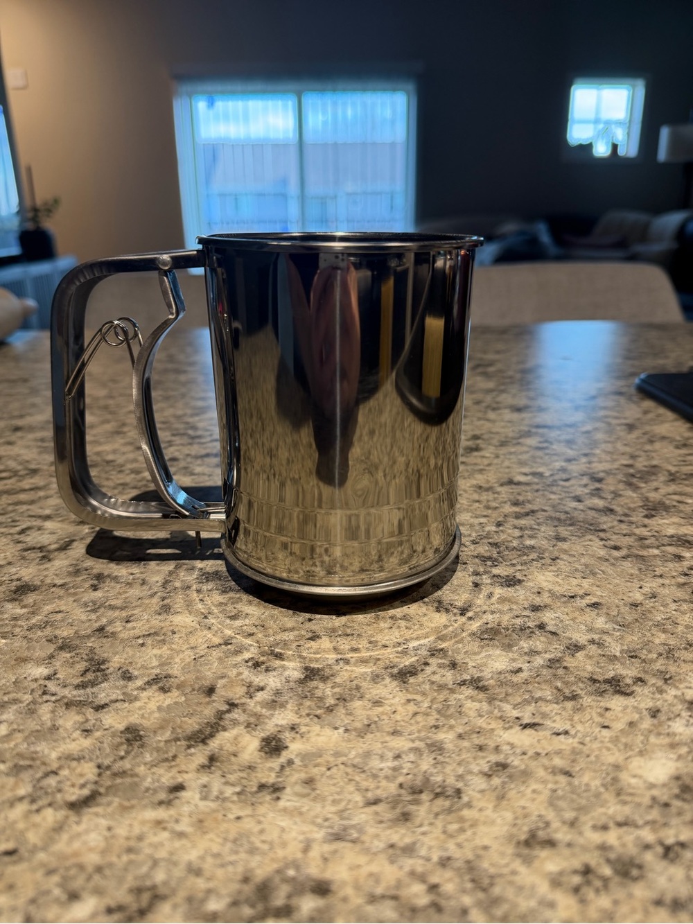 Stainless Steel Sifter Cup with Handle - Silver